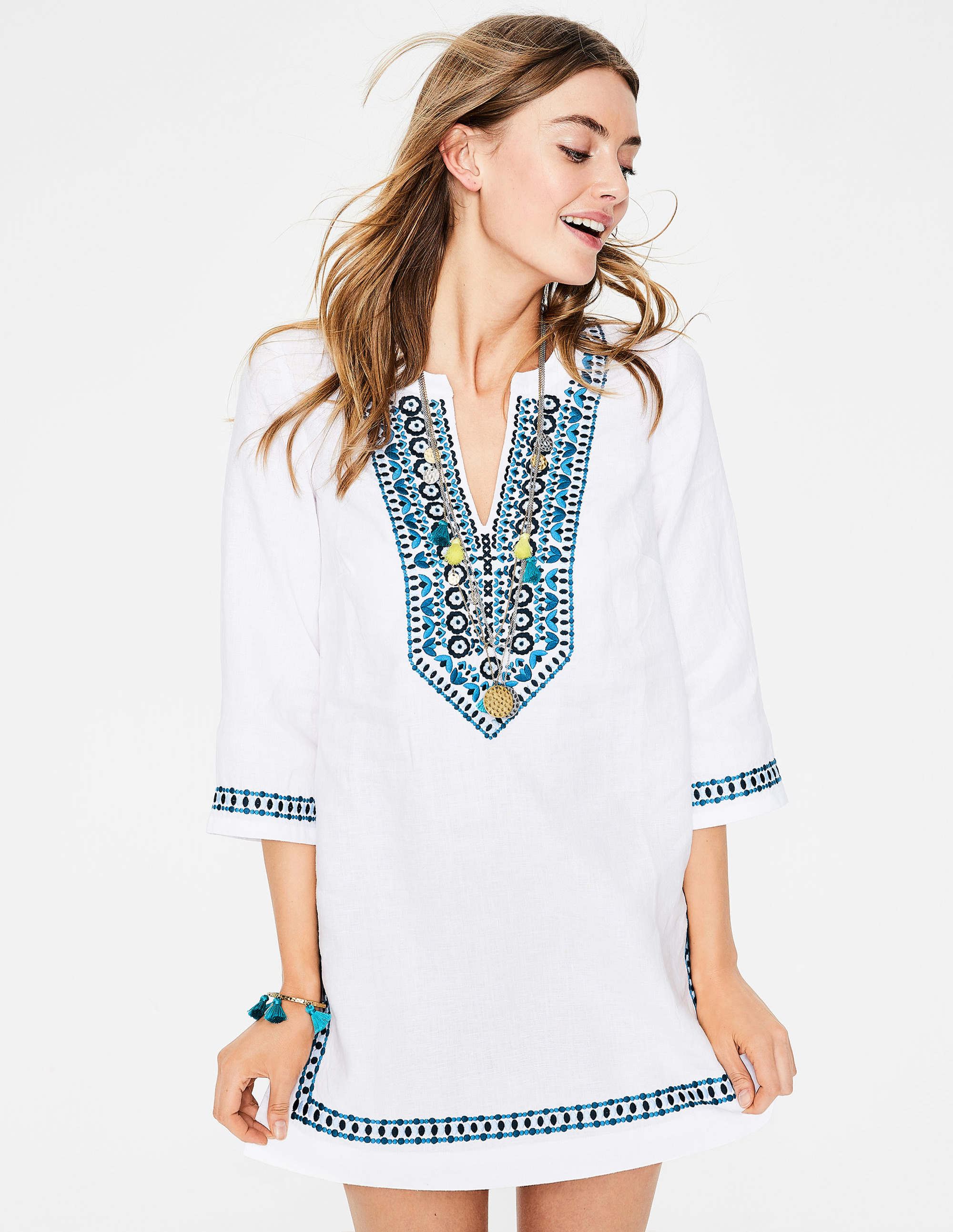 F4752 Skye Embroidered Linen Kaftan